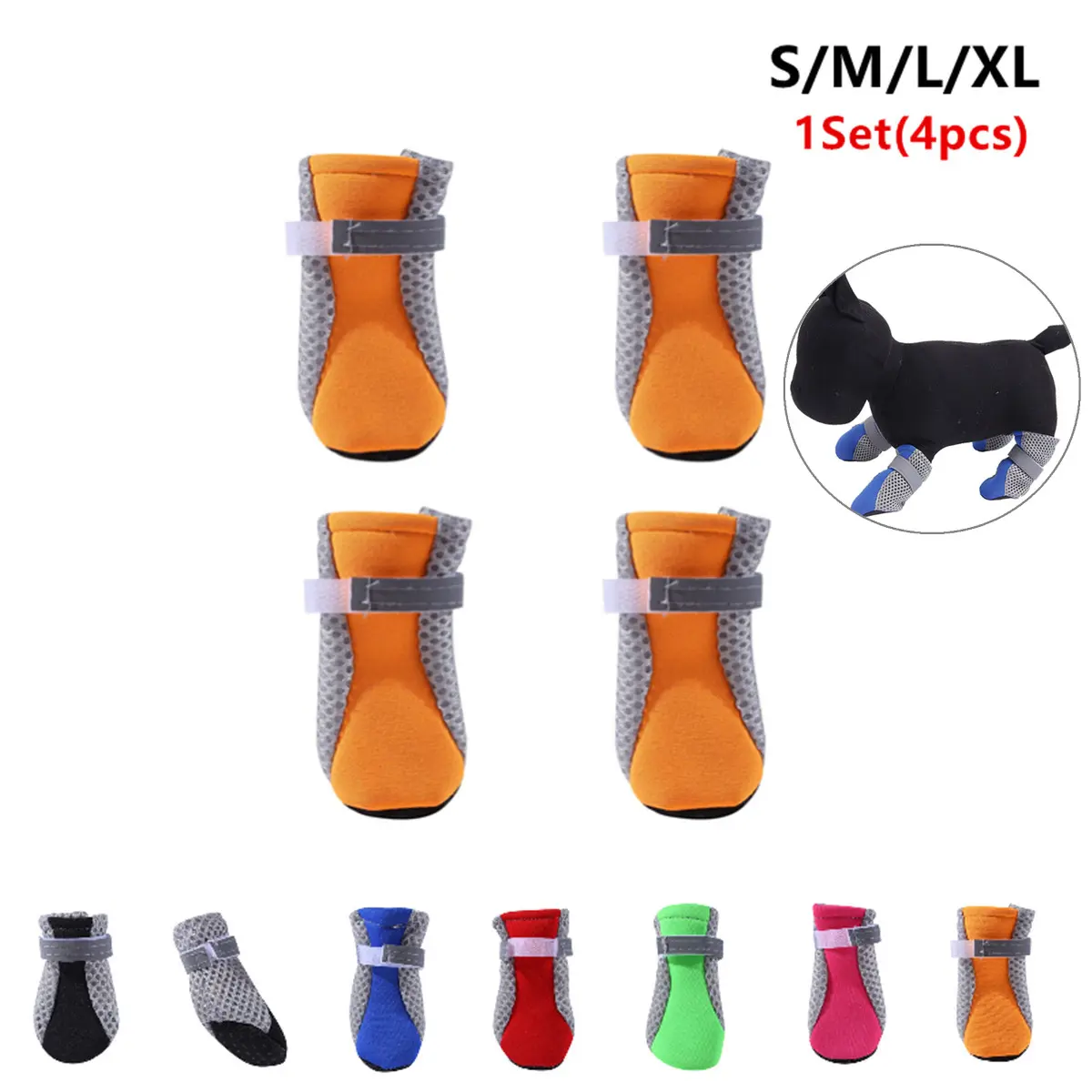 Giày cho thú cưng, 4 cái, Đế mềm chống trượt, Lưới thoáng khí, Dây Đai Có Thể Điều Chỉnh Giày đi tuyết, Giày