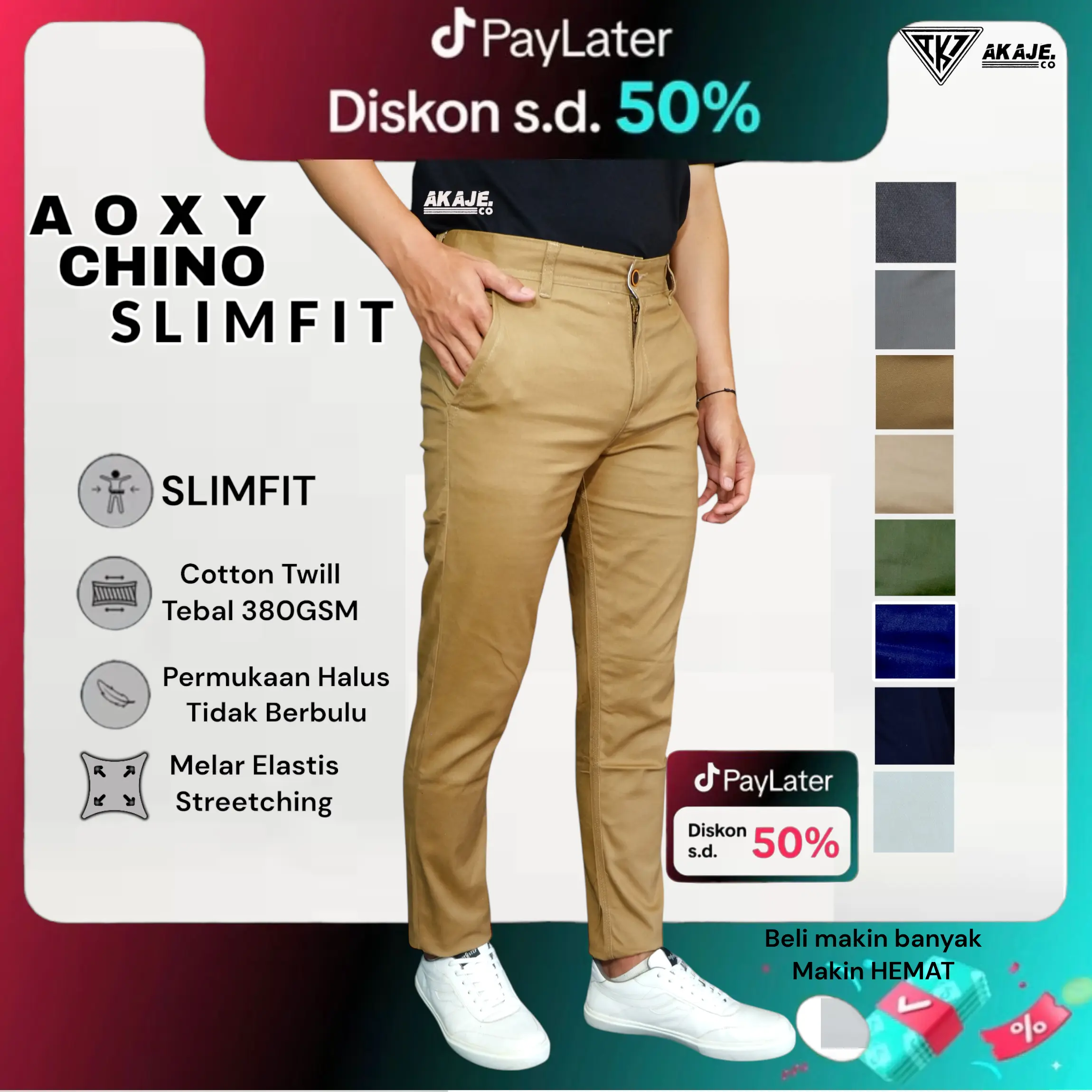 Celana Chino Panjang AOXY Premium Chinos Slimfit Dewasa Katun Stretch Melar Elegant S Trousers Distro Pria Casual Formal Kerja Kantor Cowok