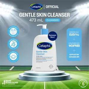 Cetaphil Gentle Skin Cleanser 473ml dengan Niacinamide, Glycerin dan Panthenol Sabun Pembersih Muka Untuk Segala Jenis Kulit