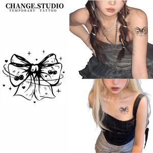 Hình Xăm Dán Tạm Thời Thiết Kế Nơ Gợi Cảm, Kéo Dài Trong 15 Ngày, Không Thấm Nước, Không Lo Bị Ma Sát, Hình Xăm Dán
