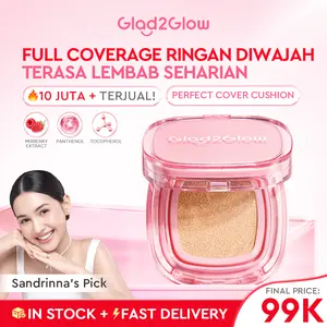 Glad2Glow Perfect cover waterproof cushion dengankandungan skincare mencegah kekusaman dan kulit keringsepanjang hari G2G fondation skin tint Concealer Foundation Wajah foundation cushion anti oksidasi dan tahan lama cushionnya glad2glow