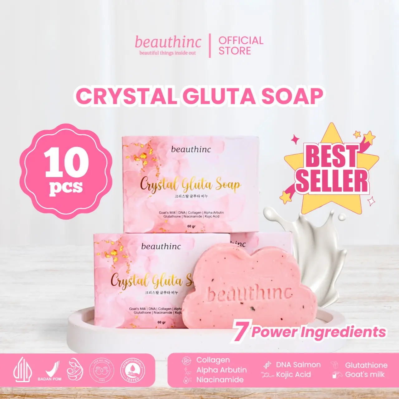 10 PCS CRYSTAL gluta SOAP gluta white Pencerah  Tubuh