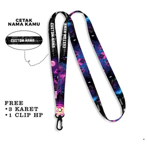 Lanyard Custom Nama Cyberpunk 1,5 cm Bisa Request Nama Full Printing 2 Sisi Gantungan Card Holder Tali Lanyard HP Custom Murah Aesthetic