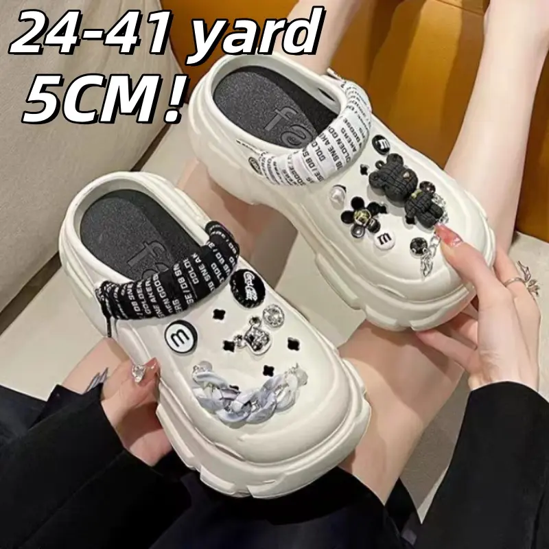 Aksesoris Sandal Wedges Wanita Strappy Bear Terbaru 5Cm, Sandal Anak Nyaman dan Lembut Ukuran 24-41