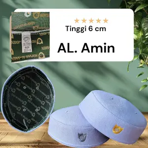 peci Malaysia putih  Muslim Tradisional Tinggi 6 cm Kualitas Premium Al Amin  Peci Kopiam Dewasa Motif Katun Pria