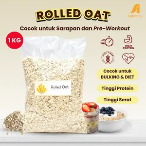 Rolled Oat 1 kg Gandum Utuh Wholegrain | Oatmeal Sereal Overnight Sarapan Sehat Praktis