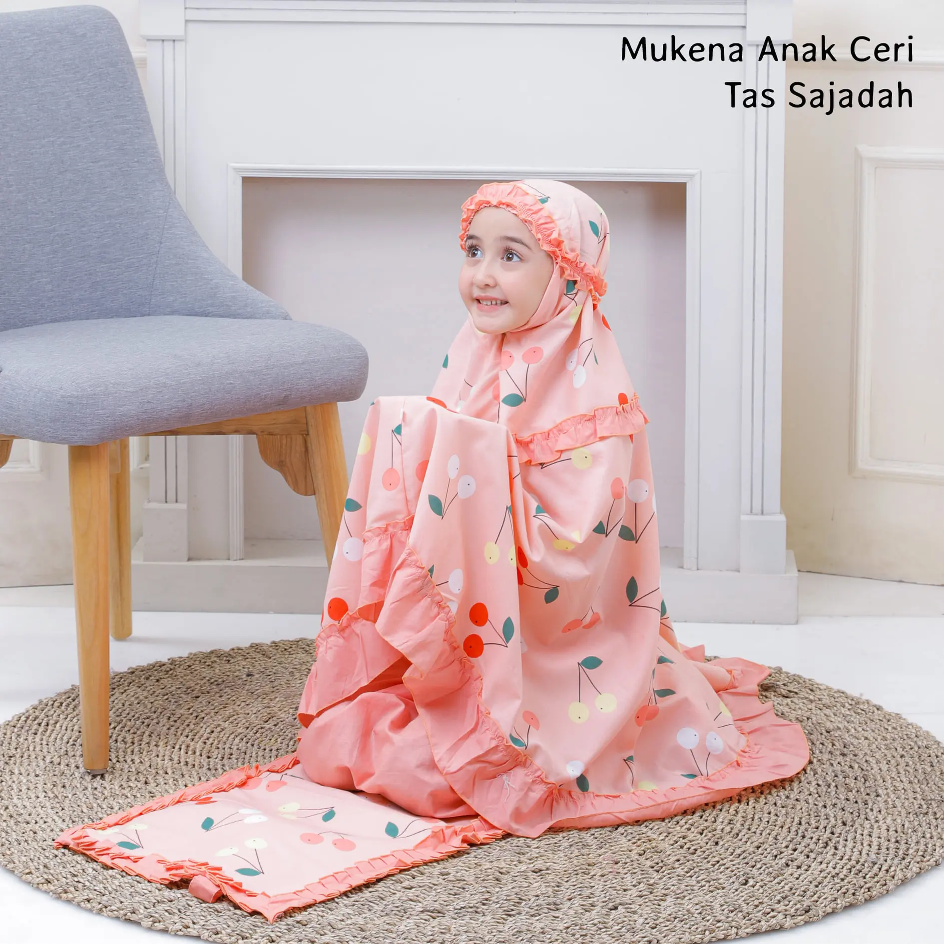 Mukena Anak Tas Sajadah Motif  Ceri