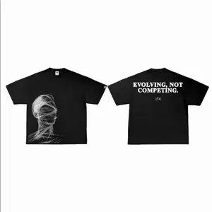 A-CHOCK Evolving not Competing Teein Black Regular Fit Dropped Shoulders PROCLUB Streetwear 100% Premium CottonCrewneck Fitted Top Unisex 220gsm