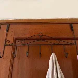 Gantungan Baju Belakang Pintu Multifungsi Tanpa Paku 7 Hook C789 Rak Gantung Dengan Tujuh Kaitan Steel Clothes Hanger Import Besi Putih Modern 41x21cm