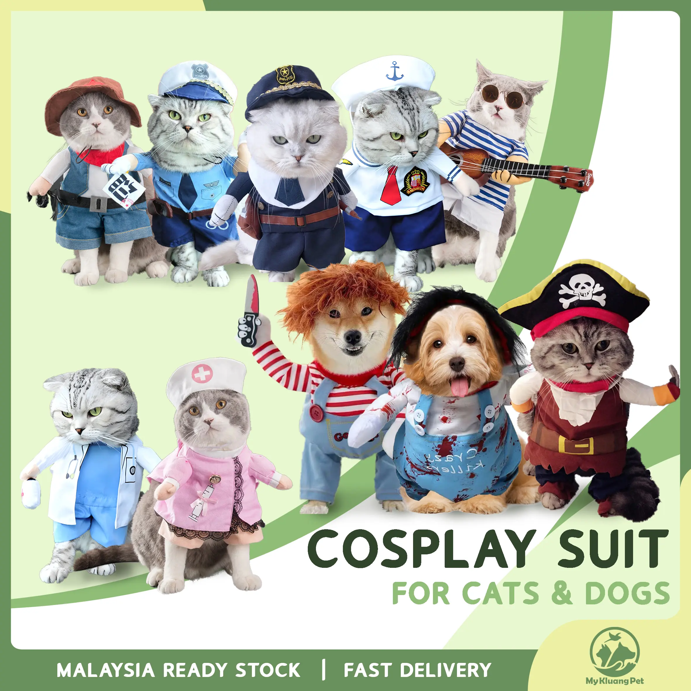 MStock Cosplay Suit For Cats & Dogs Clothes Dressing Up Pet Party Costume Suit / Pakaian Comel Kucing