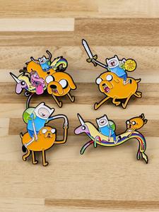 Juego de 4 broches de esmalte con diseño de aventura y dibujos animados, joyería de moda para mujeres y hombres, ideales para suéteres, sombreros y mochilas; regalos perfectos para ella