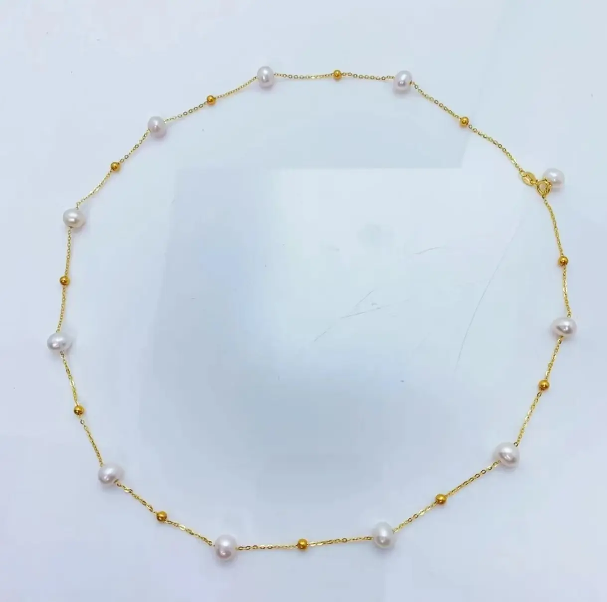 LU  5-6MM Natural Freshwater Pearl White Pearl Starry Sky Necklace  SKU:XL-031