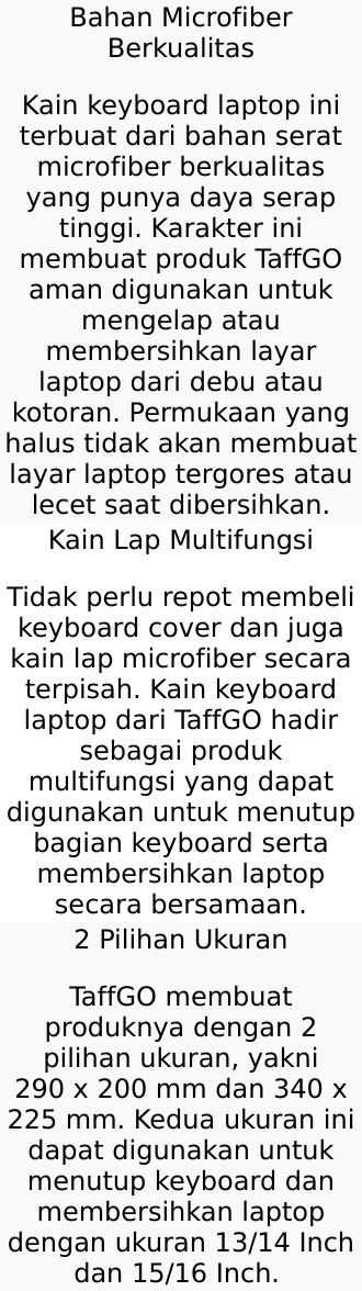 TaffGO Kain Keyboard Laptop Cover Lap Cleaning Cloth Microfiber 13/14 Inch - E-02