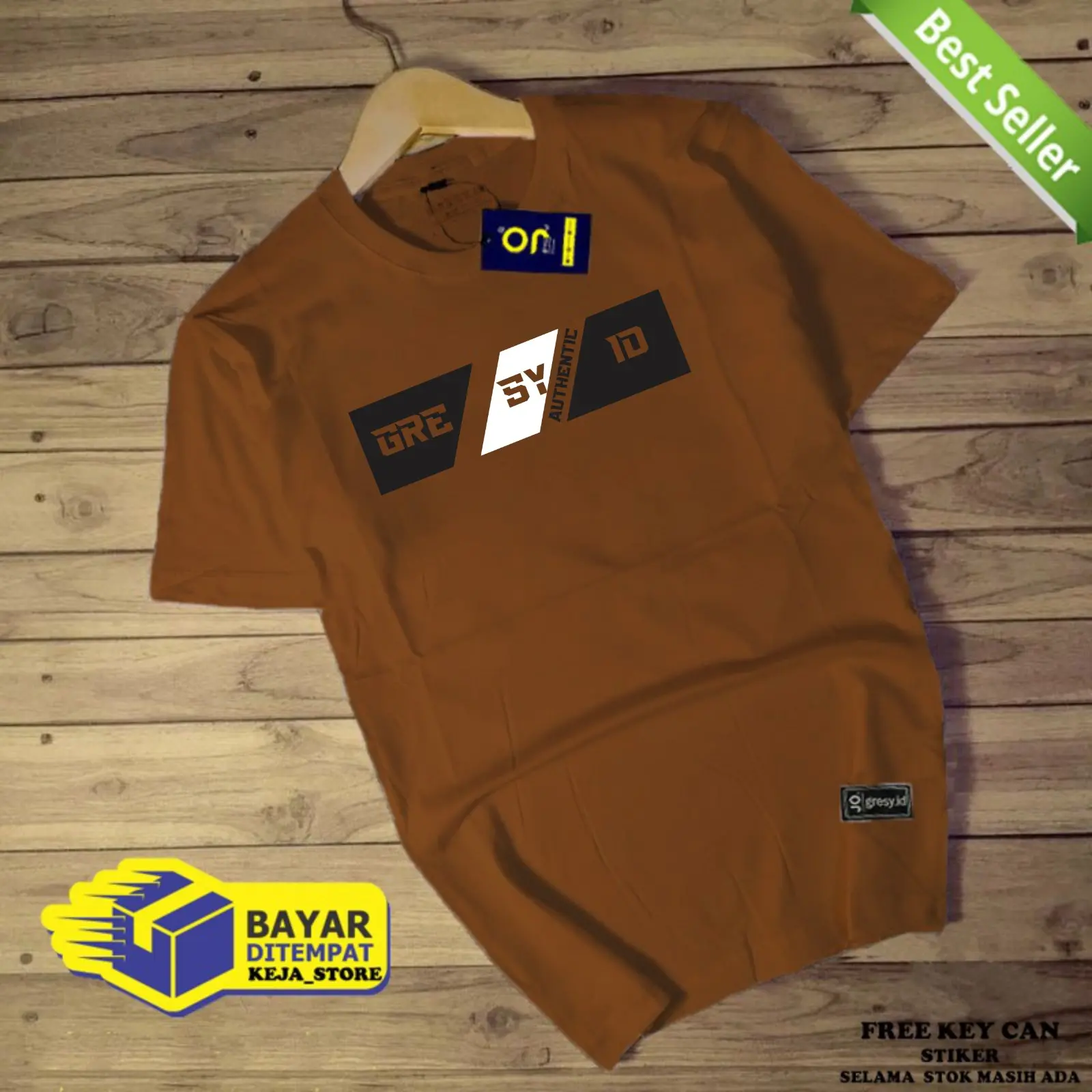 GRESY ID - Kaos distro Pria Katun combad 30s Atasan Baju Kaos Pria Motif stripe Tangan Pendek Simpel