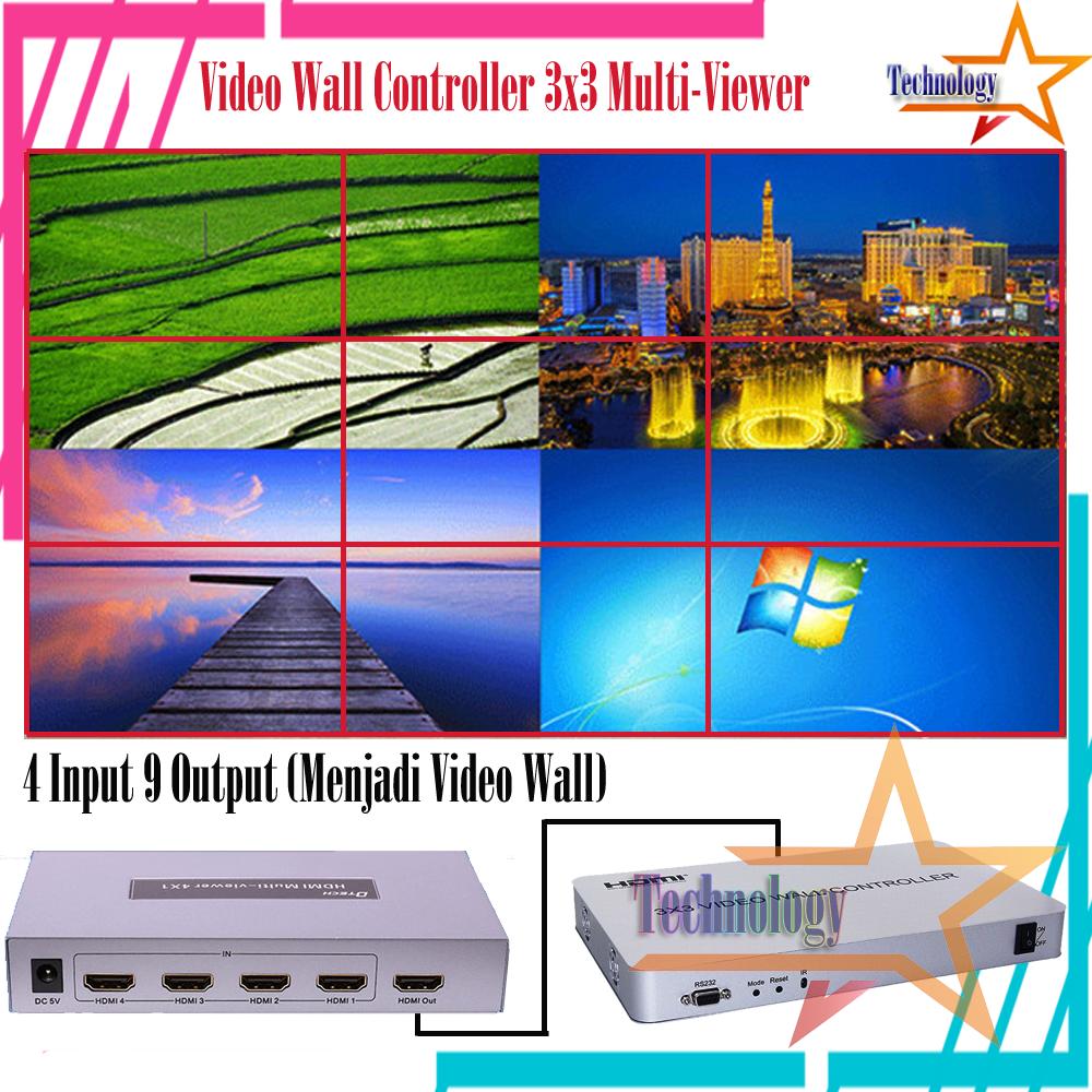 Video Wall Controller 3x3 Multi-Viewer 4 In Jadi 1 Gambar Untuk 9 TV