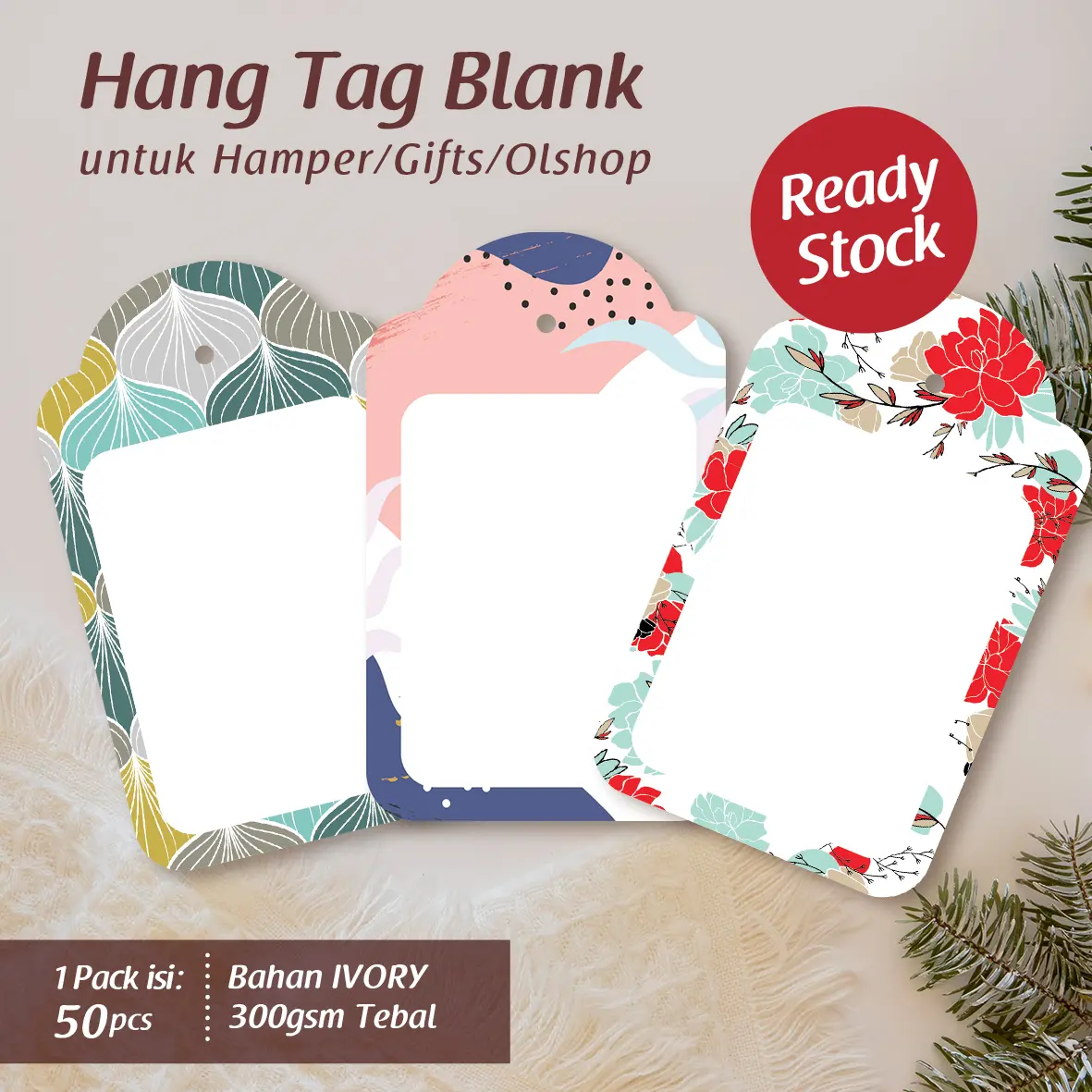 [Isi 50pcs] Hang Tag Blank/ Hang Tag Kosongan/ Bisa Ditulis Sendiri