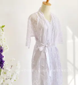 Kimono wedding robes full lace brukat bride + inner ready stok murah