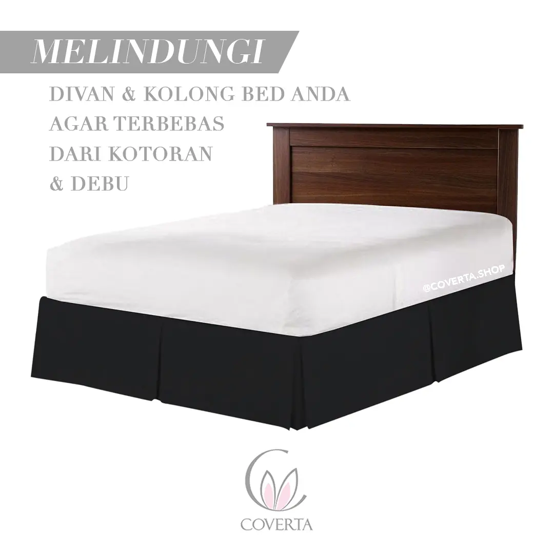 Bed Skirt Rumbai Tempat Tidur Bahan Katun Polos | Bed Skirt Polos | Bed Skirt Rok Dipan 100x200x30cm