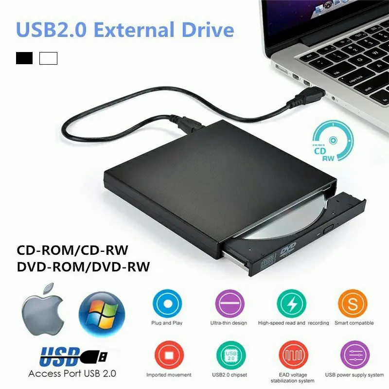 DVD RW External Portable CD ROM Drive DVD Eksternal For Laptop PC