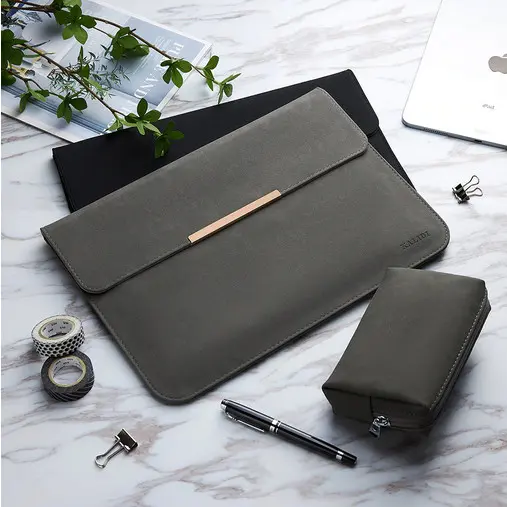 Laptop HP Pavilion X360 14 Inch Tas Sleeve Leather Cover Stand+ Pouch