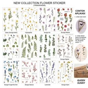 Sticker Resin Transparan Bunga & Daun Topping Isian Bahan Pengisi Resin Bezel Scrapbook