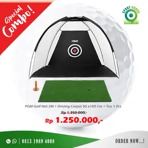 Paket Combo PGM Golf Net 2m + Karpet Driving 50x100 + Rubber Tee 1 Pcs