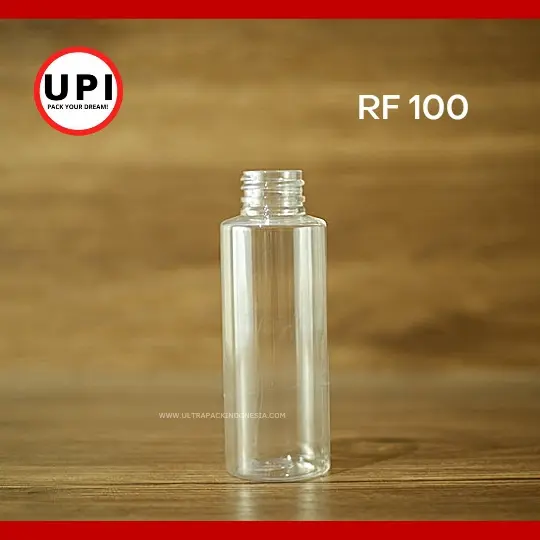 BOTOL PET RF 100ML CLEAR ROUND FLAT [BOTOL TANPA TUTUP]