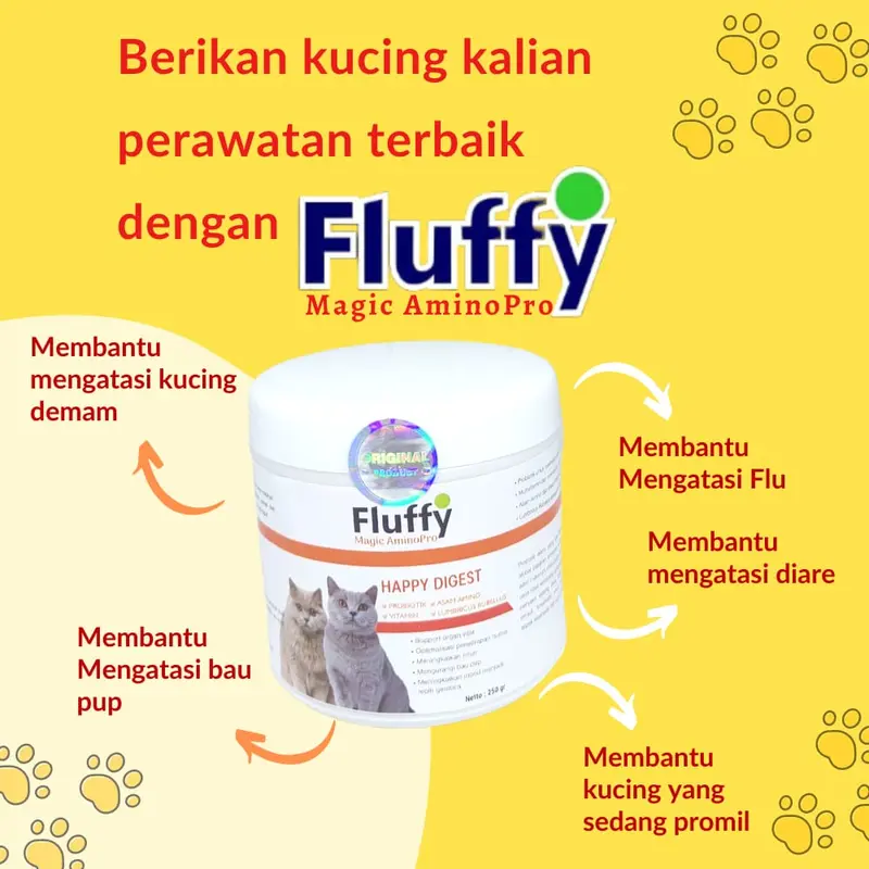 Fluffy Magic AminoPro Happy Digest Vitamin Penggemuk Kucing & Anjing