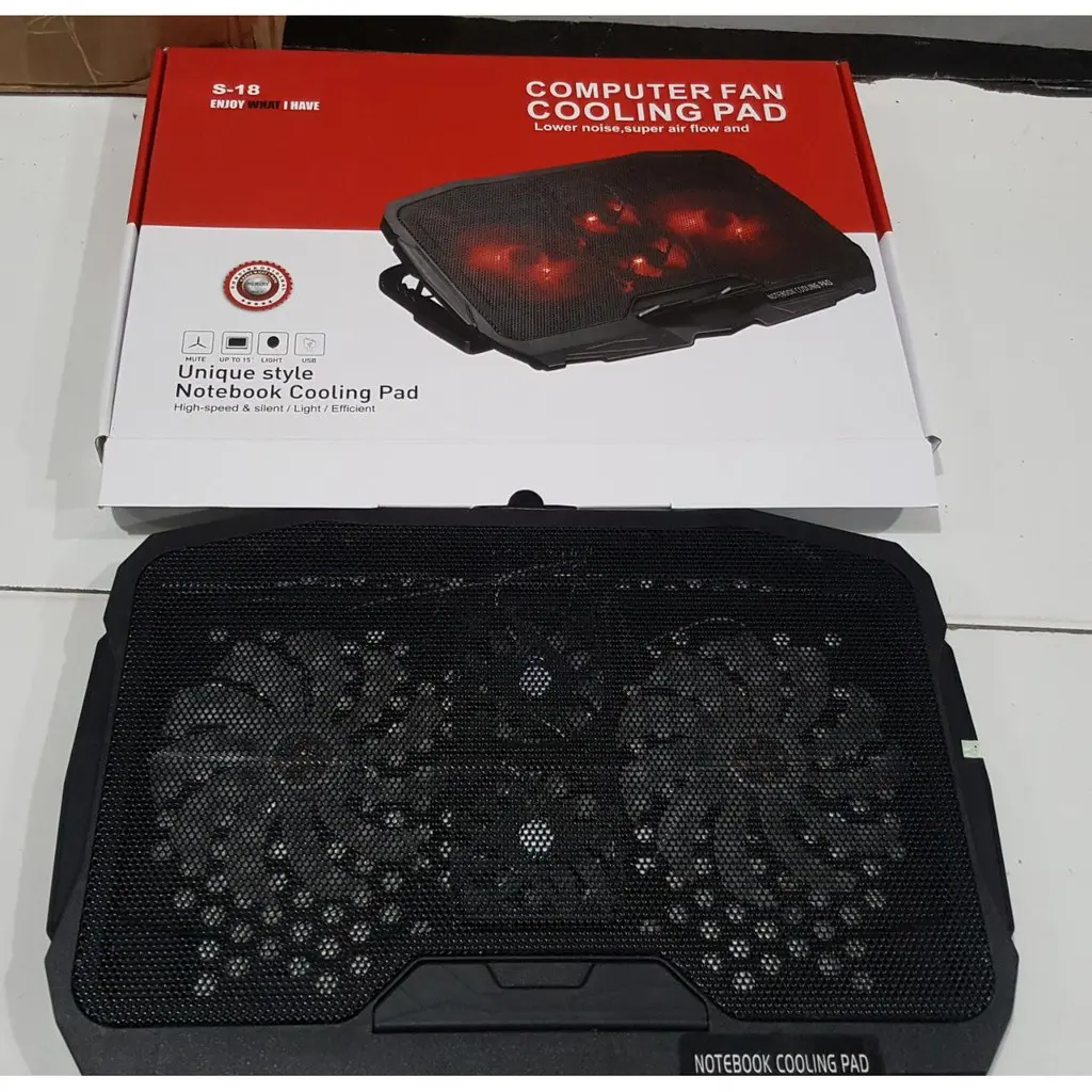 NOTEBOOK COOLER S18 / COOLING PAD LAPTOP 4 FAN SUPER KENCANG