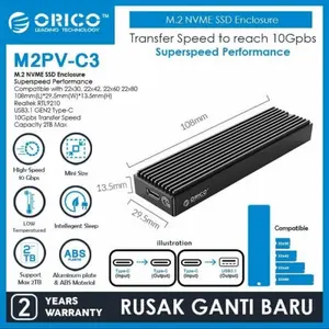 Orico M.2 NVMe SSD Enclosure External USB Tipe C 3.1 External Case
