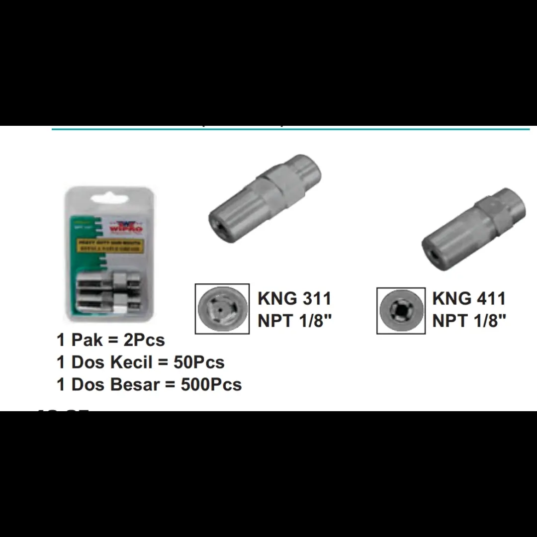 Kepala naple grease wipro KNG 311 1/8 dan KNG 411 1/8 isi 2 pcs