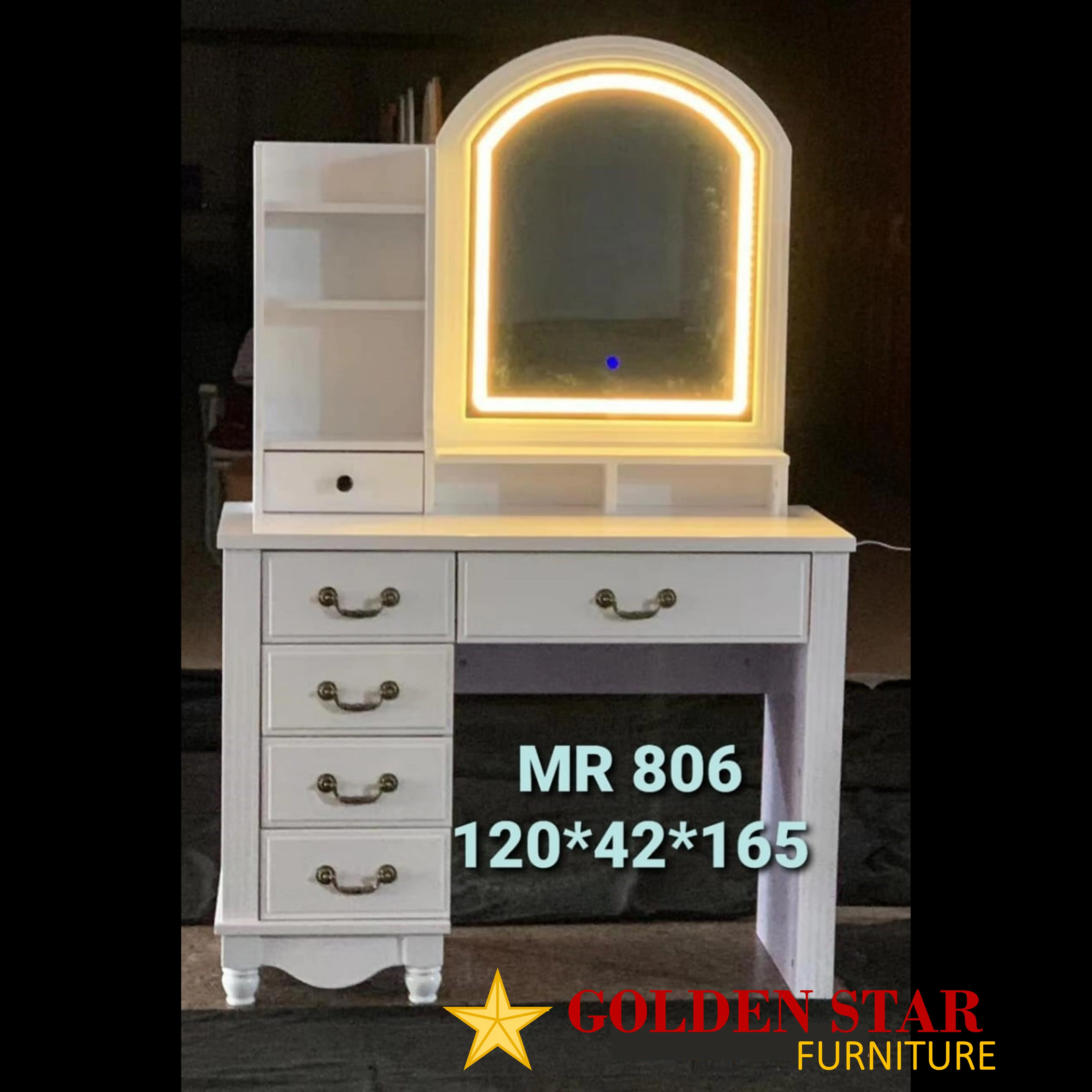 Meja Rias 806 Minimalis Import Putih LED