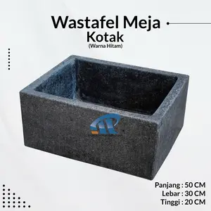 Wastafel teraso Tipe Meja Kotak T20x50x30 CM Varian Hitam
