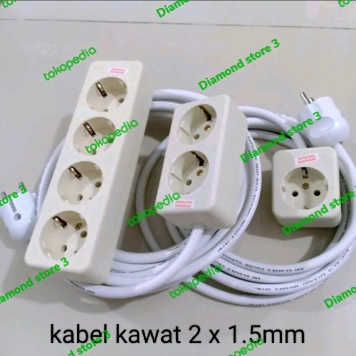 Steker Broco + Stopkontak Uticon + Kabel KAWAT 2 x 1.5mm Rakitan