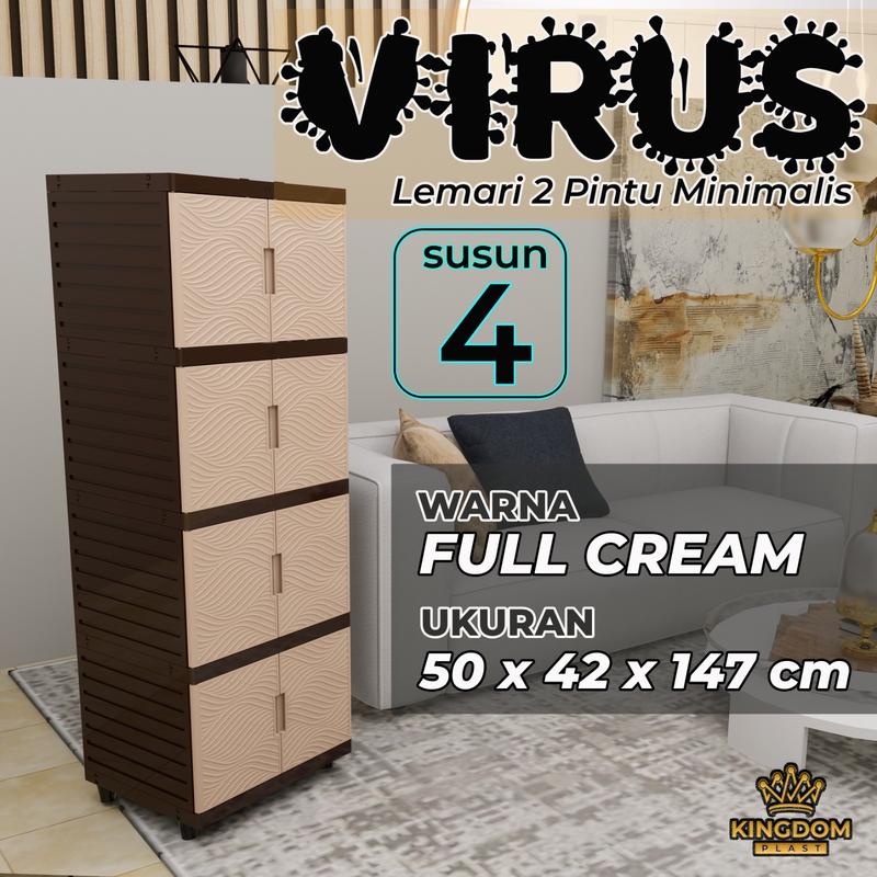 LEMARI SERBAGUNA LEMARI PAKAIAN PLASTIK VIRUS KINGDOM LEMARI MINIMALIS