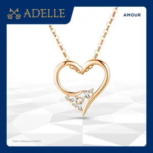 Adelle Jewellery - Lovette Diamond Pendant - Baguette - Liontin Hati Emas Berlian