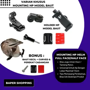 Motovlog Helmet Mounting HP Chin Mount Helm Bike Half Full Face