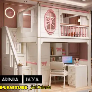 tempat tidur tingkat + meja belajar