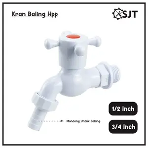 SJT - Kran Air Tembok Plastik Baling 1/2" 3/4" Inch Pvc Putih HPP
