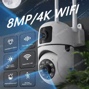NEW IP CAMERA V380PRO WIFI CCTV 16MP OUTDOOR DUAL LENS CAMERA PTZ 360° ROTATION DUAL SCREEN AUTO TRACKING WATERPROOF