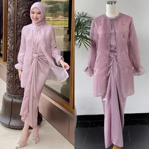 One Set Jemma Wanita Kekinian Outer Organza Premium Setelan Kondangan - Hitam, jumbo