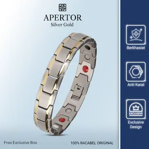 (Racabel) Gelang Kesehatan Bio Magnetik 100% Original - Silver Emas