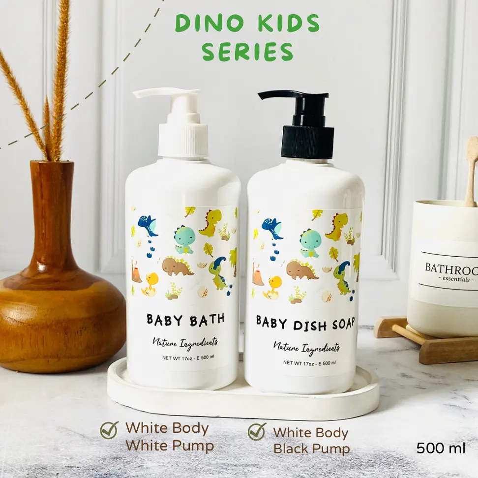DINO Kids Botol Sabun Anak Putih Pump 500 ml - Plastik