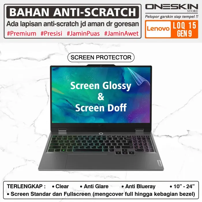 Pelindung Layar Screen Protector Guard Kompatibel untuk Lenovo LOQ-15 15AHP9 15IAX9 Gen 9 Glossy Doff Anti Blueray