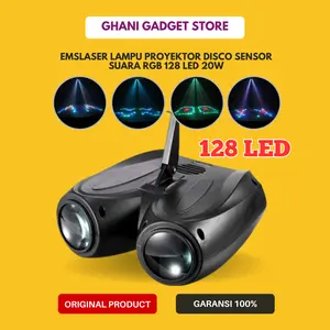 Lampu Proyektor Laser Disco Lighting Panggung Konser Pentas Gantung Disko Sensor Suara Otomatis Auto RGB 128 LED 20W