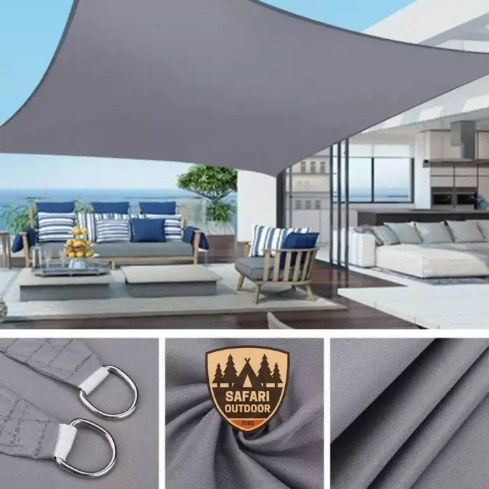 Safari Outdoor Awning Canopy Sun Shade 2,75x1,25 Meter Cordura Abu Tahan Air Fleksibel untuk Camping dan Teras