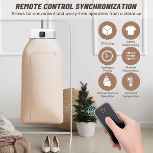 Mesin Pengering Pakaian Portable Baju Celana Jaket Pengering Otomatis Smart Clothes Dryer With Remote Kapasitas Besar 12 Baju Panel Pemanas Canggih Purifier Sinar UV Remote Control Synchronization
