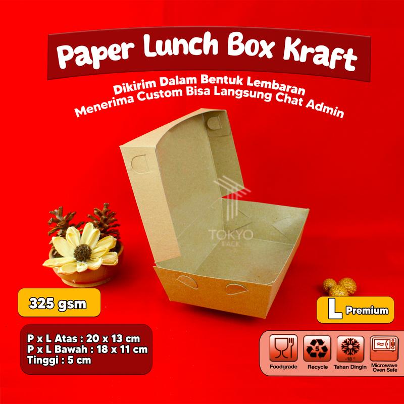 PAPER LUNCH BOX BAHAN KRAFT/LUNCH BOX PAPER COKLAT SIZE M , L , S
