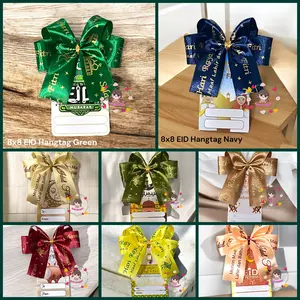 Pita Hampers Lebaran Simple Motif + hangtag Lebaran 8x8cm Ready Stock untuk Mempercantik Hampers Parcel dan Tambah Nilai Jual