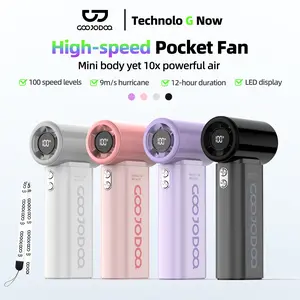 GOOJODOQ High speed Pocket kipas angin  Mini Fan 10x Enhanced Wind Strength LED Screen and Portable Lanyard 4000mAh Endurable Battery